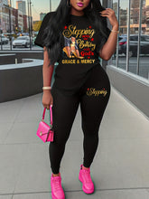 0301Gwen Women'S Casual Outfit Set, Birthday Print, Queen Print, Short-Sleeve Two-Piece, Round Neck Short-Sleeve T-Shirt Top, Printed Tight Leggings, Women'S Clothing.