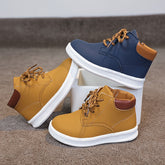 Kids' All-Season Sneakers - Non-Slip Cushioned midsole, Easy Lace-Up Closure, PU Upper & Rubber Sole - Toddler to Preteen Shoes for Boys & Girls - School, Sports, Hiking, Everyday - Available in Navy/, Mustard-Yellow & Brown