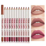 CHOOSE RASME 12pcs Lip Liner Pen 12 Colors Waterproof And Sweat-proof Not Easy To Fade Non-stick Cup Nude Lipstick Pencil SET
