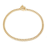 Women Female Shiny Gold Necklace Simple Square Toggle Clasp Chain Necklace