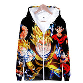 2023 High Quality Polyester Zip up Hoodie Anime DragonBall Print 3D Zip Hoodie Men's Sports Street Tie Dye Hoodie