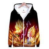 2023 High Quality Polyester Zip up Hoodie Anime DragonBall Print 3D Zip Hoodie Men's Sports Street Tie Dye Hoodie