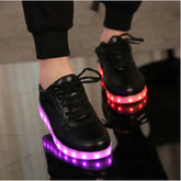 2024 New USB Chargering Led Shoes Adults Light Up Sneakers Men Women Glowing Party Lovers' Shoes Luminous Shoes Black