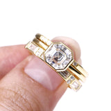 Tianyu Bridal Jewelry Stacking Bezel 18K Gold Filled 2CT Asscher Cut Diamond Moissanite Silver Engagement Wedding Rings Set
