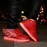 Children Shoes Light LED Sneakers Boys Gilrs Baby Fashion Casual Sports Summer 2022 Rubber Flats Designer Wings Kids Boots