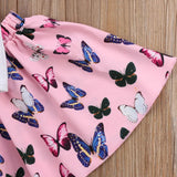 2024 Brand New Toddler Infant Child Kids Baby Girls T-shirt Top Skirts 2pcs Set Butterfly Outfits Short Sleeve Clothes 1-6T