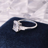 Tianyu S925 Fine Jewelry Engagement White 18K Gold Plated 3CT Moissanite Emerald Cut Women's 925 Sterling Silver Rings for Women