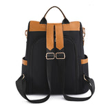 Backpack, Simple and Fashionable Contrasting Color Stitching Backpack, Women's Casual Travel Shoulder Bag, Versatile Wear-Resistant Handbag