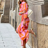 2023V Neck Sexy Fashion Lace up Dress Print Shoelace Dress