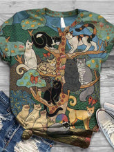 Digital Print Casual Crewneck T-Shirt Digital Print Casual round Neck Women's T-shirt