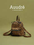 Auudre Retro Minority Leopard Print Backpack Bags Women's 2025 New Arrival Spring/Summer Mini Backpack Travel Bag