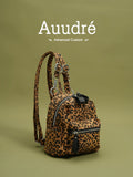 Auudre Retro Minority Leopard Print Backpack Bags Women's 2025 New Arrival Spring/Summer Mini Backpack Travel Bag