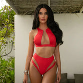 2025 High Waist Bandage Bikini Set For Women Floral Printed Ruffle Bikinis Push Up Strappy Brazilian Biquini Swimwear Swimsuit