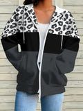 2026 Spring and Autumn Leisure Style Abstract Geometric Black and White Pattern Hooded Jacket