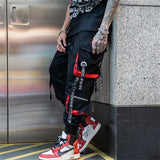 Black Hip Hop Cargo Pants Gothic High Srteet Sweatpants With Pockets Korean High Wast Casual Outwear Pants Men Streetwear