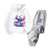 Autumn Disney Stitch Print Children Hoodie+pants Suit Boy Girl Clothes Casual Fashion Style Long Sleeve Kids Sweatshirt 2pcs Set