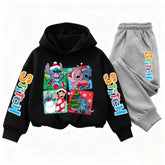 Disney Christmas Children Hooded Sweatshirt+Pants Two-piece Set Boy Girl Autumn Winter Daily Outdoor Casual Warm Soft Sportswear