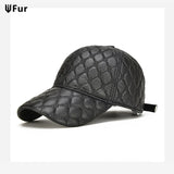 2025 Spring Genuine Sheepskin Leather 55-61CM Black Baseball Caps For Man Casual Street Gf Gorras Dad Hat