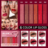 6-piece lip gloss set, moisturizing and brightening lip oil, long-lasting effect, exclusively for women