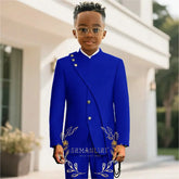 Boy African Style Stand Collar Suit Custom Fashion Boy Formal Wear Wedding Dress Costume Kids 2 Piece Set (Jacket+Trouser)