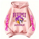 2025 KPop Devil Hunter Cartoon Girl Boy Hooded Sweatshirt Kawaii Children's Korean Wave Casual Fashion Top
