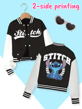 Disney fashion trend baseball jacket, suitable for daily sports and casual wear, printed with cute Stitch pattern, nice gift.