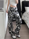 2024 Ropa Y2K Streetwear Multi Pockets Camouflage Baggy Cargo Jeans Pants For Women Clothing Wide Leg Hip Hop Lady Long Trousers