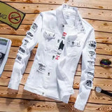 Spring Autumn Mens Denim Jacket + Jeans Pants Set Fashion Single Breasted Coat Trousers Two Piece Denim suit