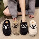 2025 New Fashion Fuzzy Slippers Women Indoor House Non Slip Warm Plush Woman Slippers Winter Comfort Soft Sole Cotton Slides