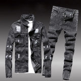 2025 Autumn Winter Men Jean Set Jacket New Tide Cowboy Jeans Suit Jacket Handsome Men's Clothing Cultivate One's Morality