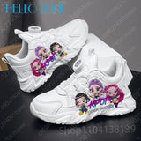 2025 Christmas KPop Demon Hunters Printing Children shoes boys girls High Quality PU leather Simple thick sole White sneakers