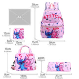 4pcs Stitch Backpack Set, Lightweight, Includes Pencil Case, Handbag, Coin Purse, Ideal Gift for Students, School Supplies