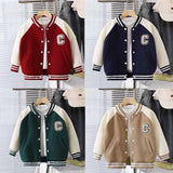 Autumn Kids Baseball Jackets Boys Girls Fashion Cardigan Coat Spring Letters Casual Outerwear New Children Loose Sports Clothes