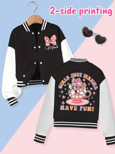 Disney fashion trend baseball jacket, suitable for daily sports and casual wear, printed with cute Minnie pattern, nice gift.