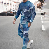 2023 New Men's Geometric 3D Printed Fall/winter 2-Piece Tracksuit Men's Hooded Sweatshirt Stranding Hoodie Super Warm