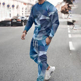 2023 New Men's Geometric 3D Printed Fall/winter 2-Piece Tracksuit Men's Hooded Sweatshirt Stranding Hoodie Super Warm