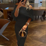Spring Summer New Women's Clothing Solid Color Off-Shoulder Slim Sheath Dress High Waist Fashion Dresses