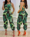 Women's for Jumpsuit Elegant Sexy Suspender Printed Jumpsuits Casual Hip Waist Overalls Romper For Women Spring Summer 2024