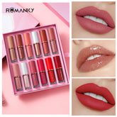 12 colors set matte lip gloss, long-lasting smooth velvet texture for women's music festival make-up