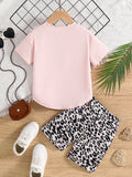 Summer fashion girls' set, cartoon cute glasses, girls' cool and breathable short-sleeved patterned shorts set
