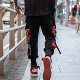 Black Hip Hop Cargo Pants Gothic High Srteet Sweatpants With Pockets Korean High Wast Casual Outwear Pants Men Streetwear
