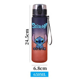 650ML Stitch Water Cup Leak Proof Locking Flip Cover Water Bottle Gym Fitness Outdoor Sport Shaker Drink Bottle Kids Gifts