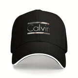 1 Calvin baseball cap - adjustable band, red and gray pattern dad hat, breathable mesh rear visor, suitable for men and women