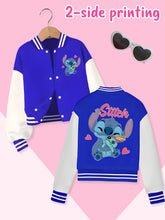Disney fashion trend baseball jacket, suitable for daily sports and casual wear, printed with cute Stitch pattern, nice gift.