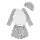 Children's long sleeved swimsuit Boys and girls aged 1-8 pure cotton swimsuit set cute cartoon Swimsuit Swimsuit and pants
