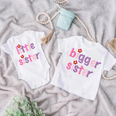 Big Sister&Little Sister Matching Set Girls Casual Letter Print Family Outfits Kid T-shirt+baby Romper Outfit Best Gift To Kid