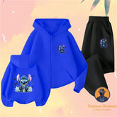 2025 New Arrival Stitch Halloween Kids Children Boys Girls Zip Up Sweatshirt Set Cute Printed Cartoon Windproof Warm Autumn
