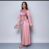 2025 Spring Summer New Solid Color High-end Satin Dress Fashion Elegant Light Evening Gown Bodycon Dress