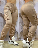 Women's Pants 2024 Autumn Winter Fashion Casual Work Pants Chain Decor Pocket Design Cuffed Cargo Pants Shipped Within 48 Hours