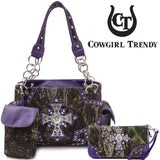 Camouflage Cross Wings Women Purse with Matching Wallet Set